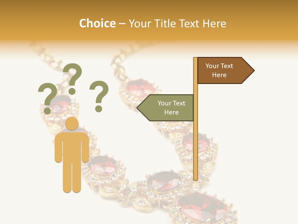 A Gold Necklace With Red Stones On A White Background PowerPoint Template
