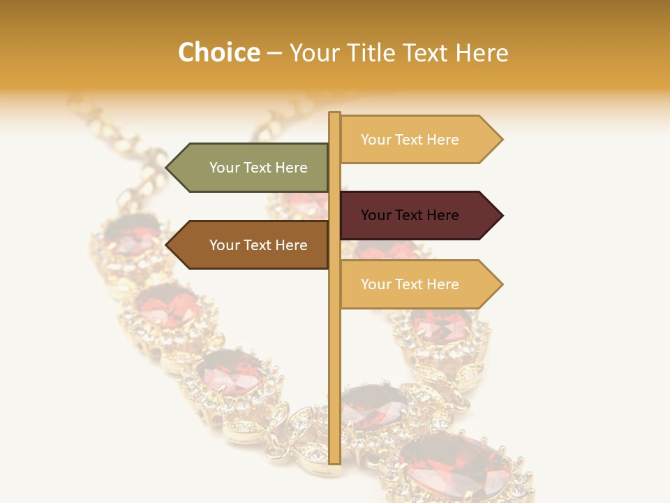 A Gold Necklace With Red Stones On A White Background PowerPoint Template