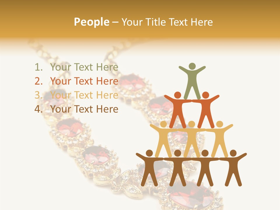 A Gold Necklace With Red Stones On A White Background PowerPoint Template
