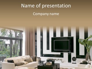 A Living Room Filled With Furniture And A Flat Screen Tv PowerPoint Template