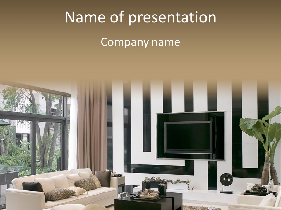 A Living Room Filled With Furniture And A Flat Screen Tv PowerPoint Template