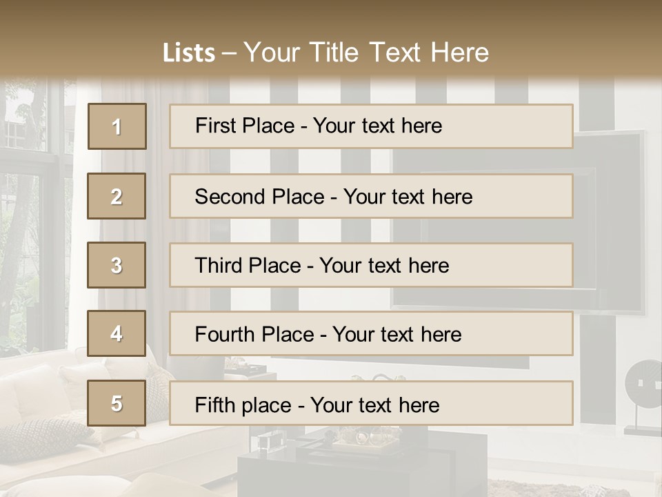 A Living Room Filled With Furniture And A Flat Screen Tv PowerPoint Template