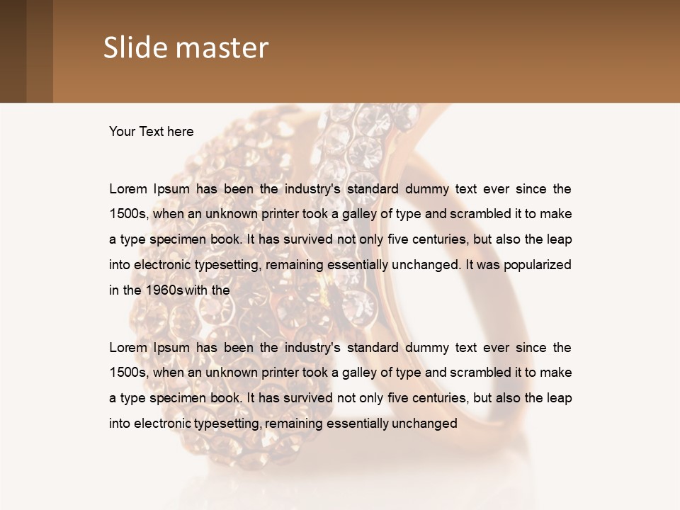 Two Gold Rings With Diamonds On A White Background PowerPoint Template