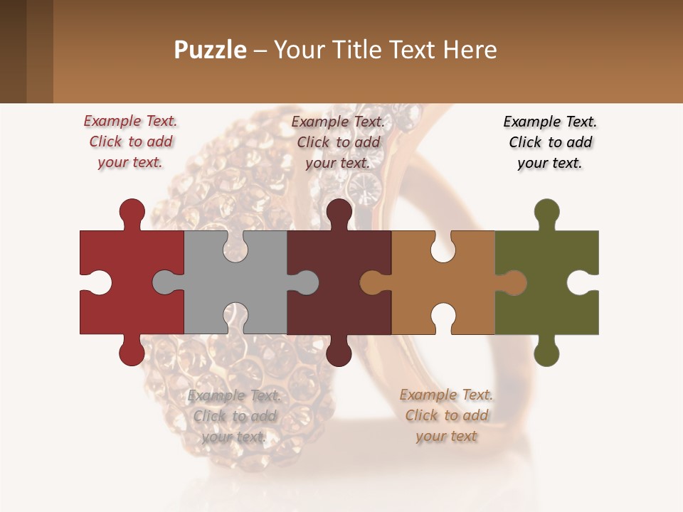 Two Gold Rings With Diamonds On A White Background PowerPoint Template