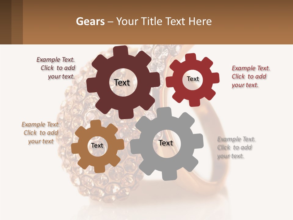 Two Gold Rings With Diamonds On A White Background PowerPoint Template