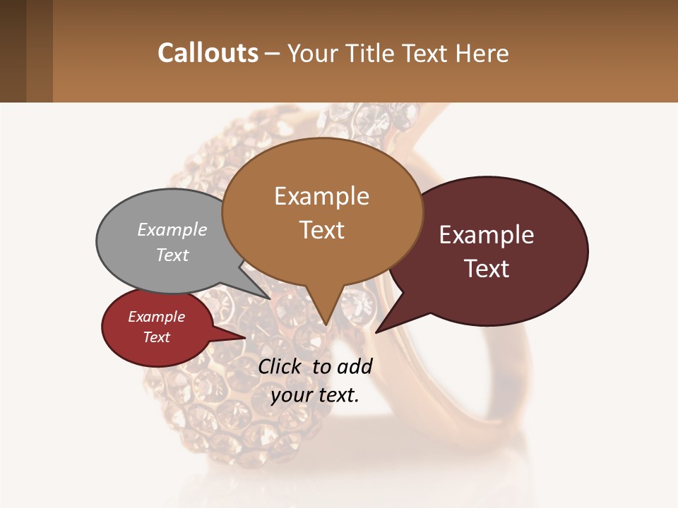 Two Gold Rings With Diamonds On A White Background PowerPoint Template