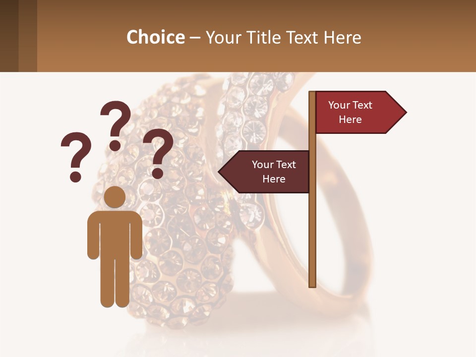 Two Gold Rings With Diamonds On A White Background PowerPoint Template