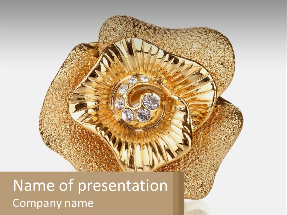 A Gold Flower Powerpoint Presentation Template PowerPoint Template