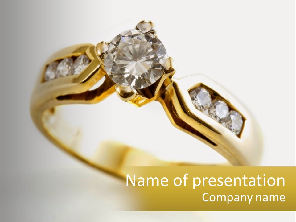 A Gold Ring With A Diamond On Top Of It PowerPoint Template