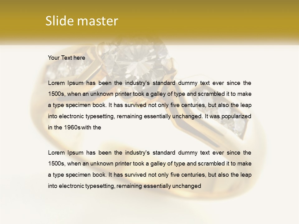 A Gold Ring With A Diamond On Top Of It PowerPoint Template