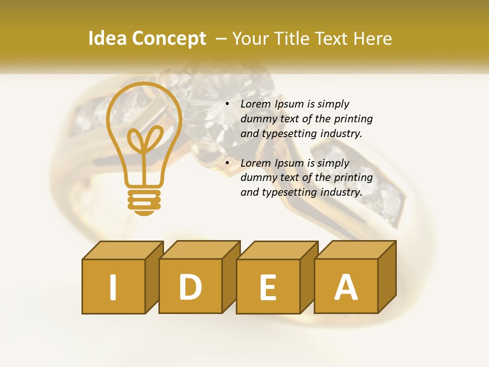 A Gold Ring With A Diamond On Top Of It PowerPoint Template
