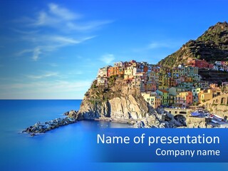 A Large Body Of Water With A Small Town On Top Of It PowerPoint Template
