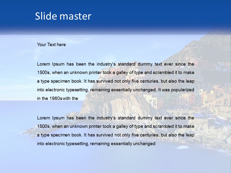 A Large Body Of Water With A Small Town On Top Of It PowerPoint Template