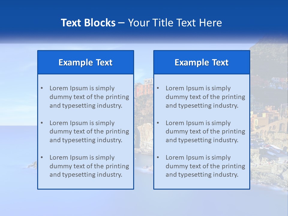 A Large Body Of Water With A Small Town On Top Of It PowerPoint Template