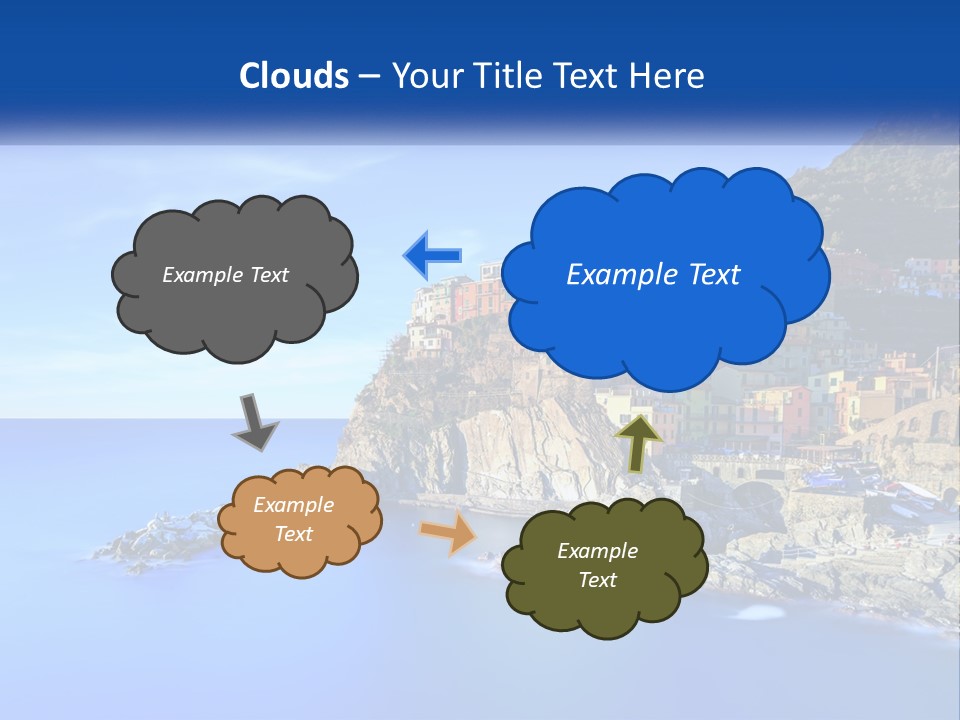 A Large Body Of Water With A Small Town On Top Of It PowerPoint Template