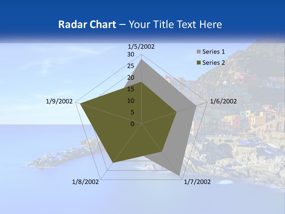 A Large Body Of Water With A Small Town On Top Of It PowerPoint Template