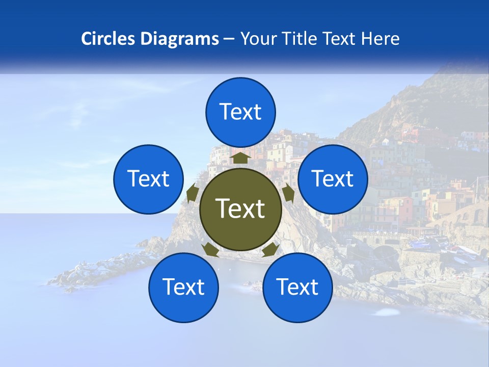 A Large Body Of Water With A Small Town On Top Of It PowerPoint Template