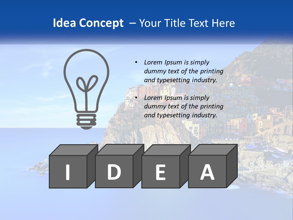 A Large Body Of Water With A Small Town On Top Of It PowerPoint Template