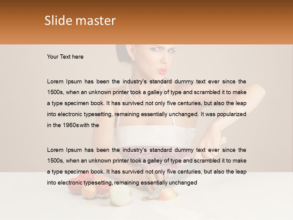 A Woman Cutting Vegetables With A Knife On A Table PowerPoint Template