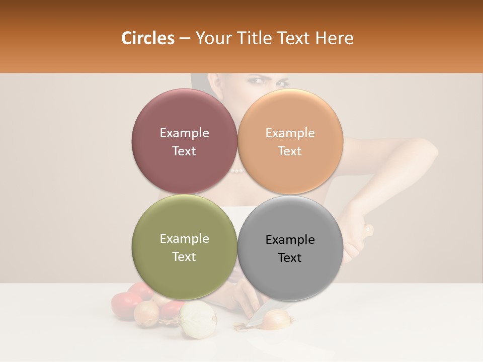 A Woman Cutting Vegetables With A Knife On A Table PowerPoint Template