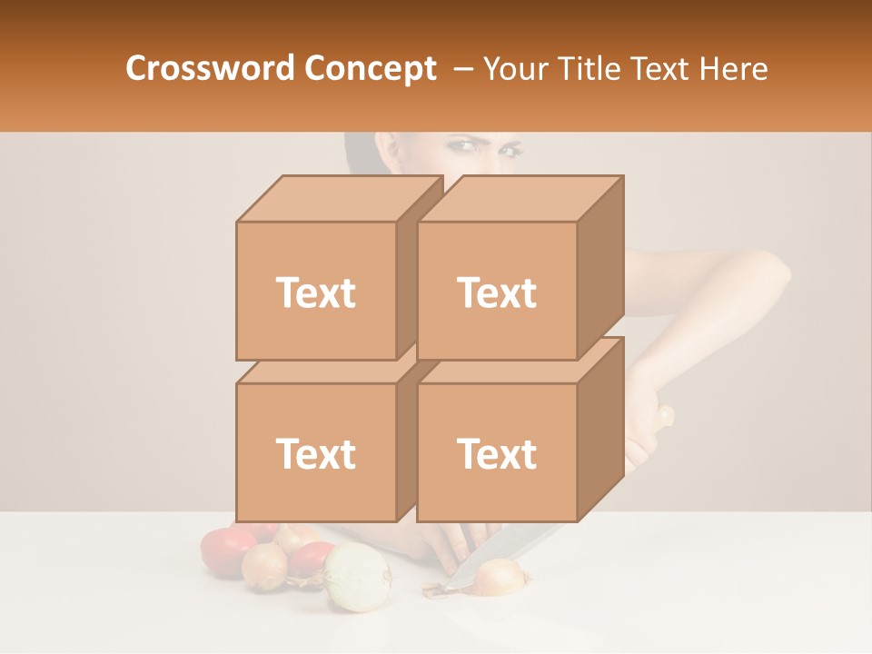 A Woman Cutting Vegetables With A Knife On A Table PowerPoint Template