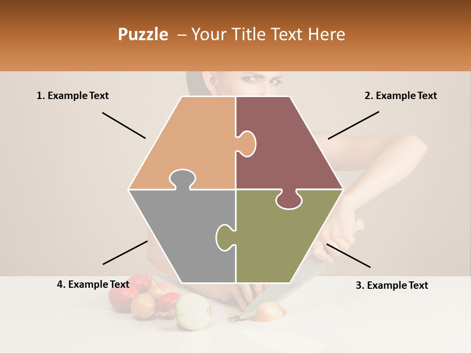 A Woman Cutting Vegetables With A Knife On A Table PowerPoint Template