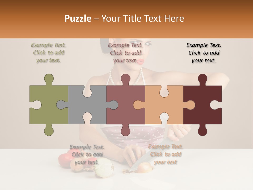 A Woman Cutting Vegetables With A Knife On A Table PowerPoint Template