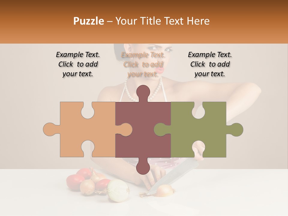 A Woman Cutting Vegetables With A Knife On A Table PowerPoint Template