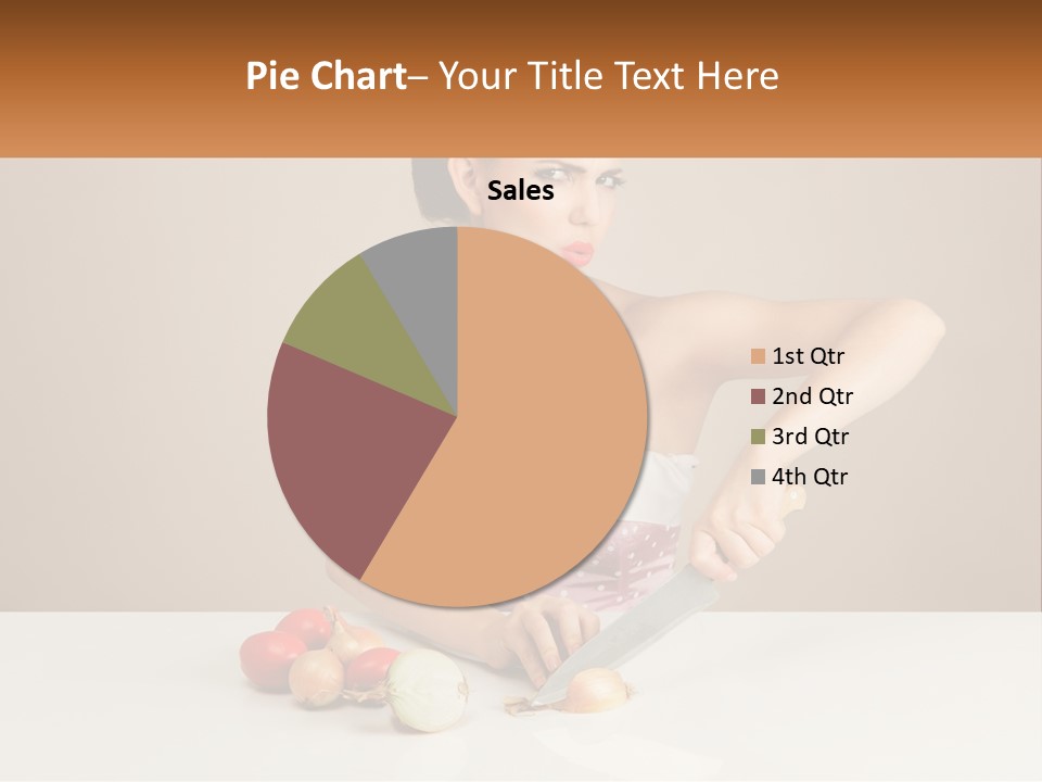 A Woman Cutting Vegetables With A Knife On A Table PowerPoint Template