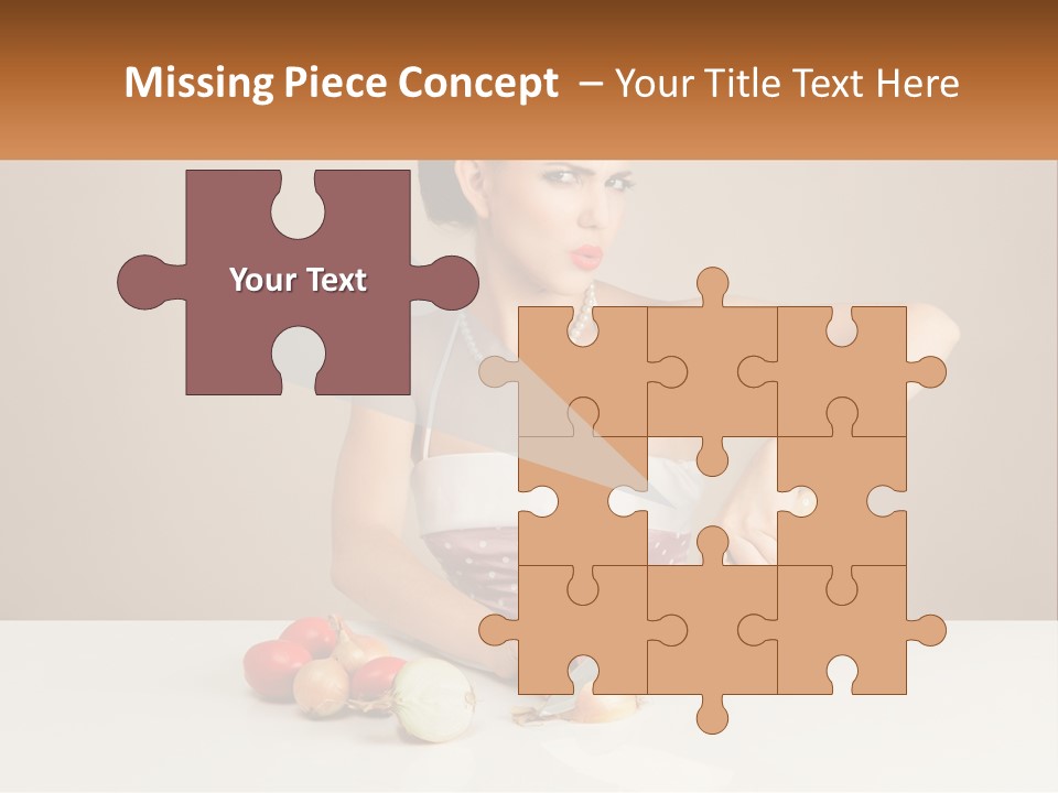 A Woman Cutting Vegetables With A Knife On A Table PowerPoint Template