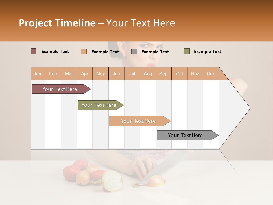 A Woman Cutting Vegetables With A Knife On A Table PowerPoint Template