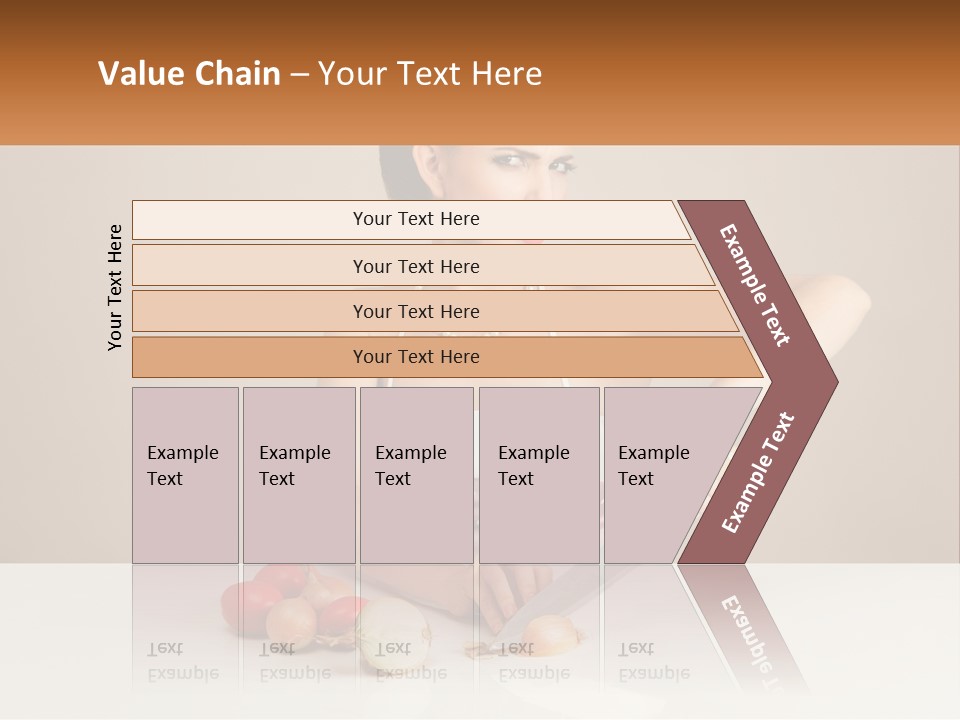 A Woman Cutting Vegetables With A Knife On A Table PowerPoint Template