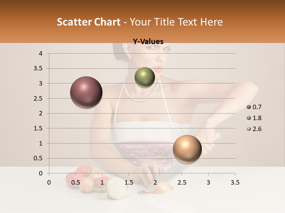 A Woman Cutting Vegetables With A Knife On A Table PowerPoint Template