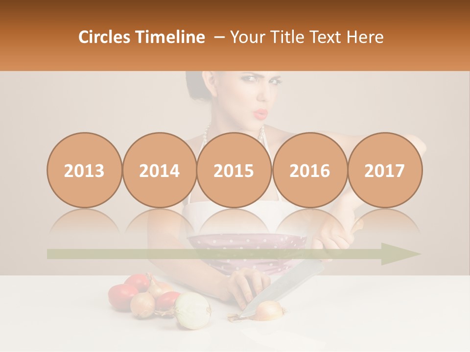 A Woman Cutting Vegetables With A Knife On A Table PowerPoint Template