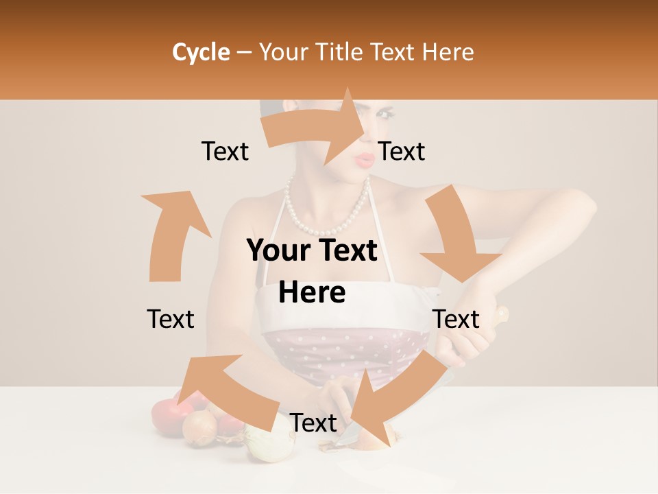 A Woman Cutting Vegetables With A Knife On A Table PowerPoint Template