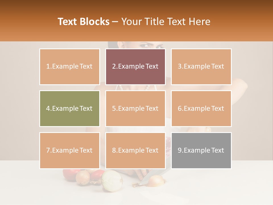 A Woman Cutting Vegetables With A Knife On A Table PowerPoint Template