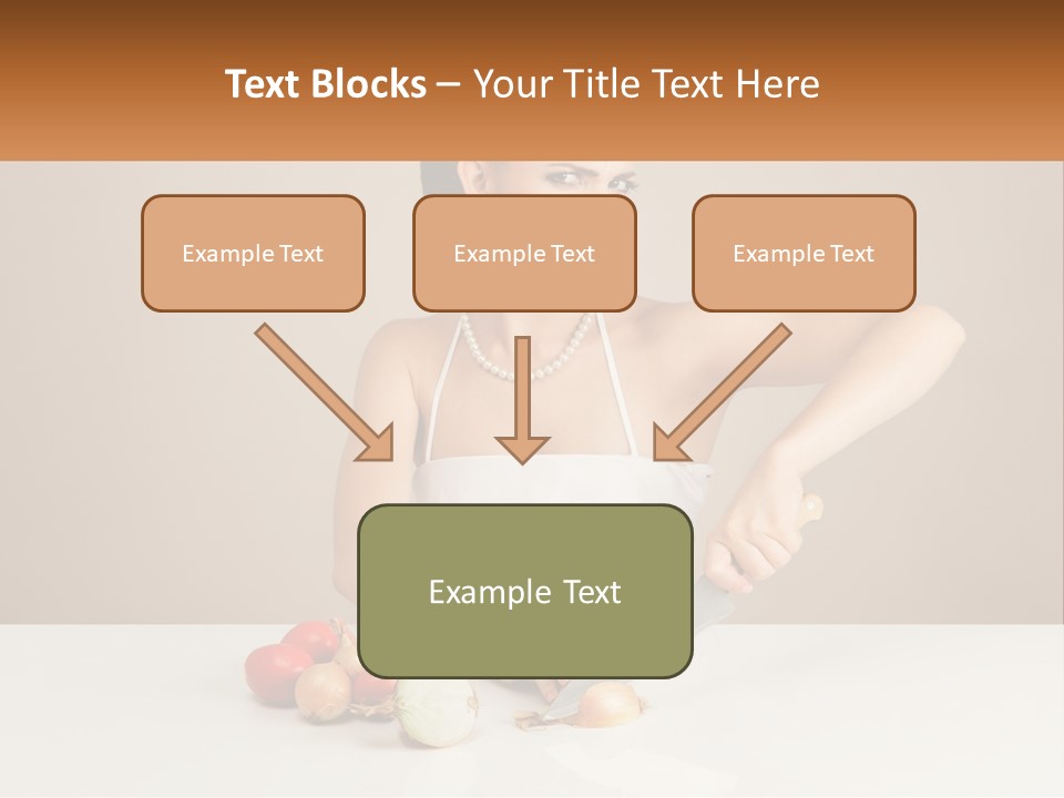 A Woman Cutting Vegetables With A Knife On A Table PowerPoint Template