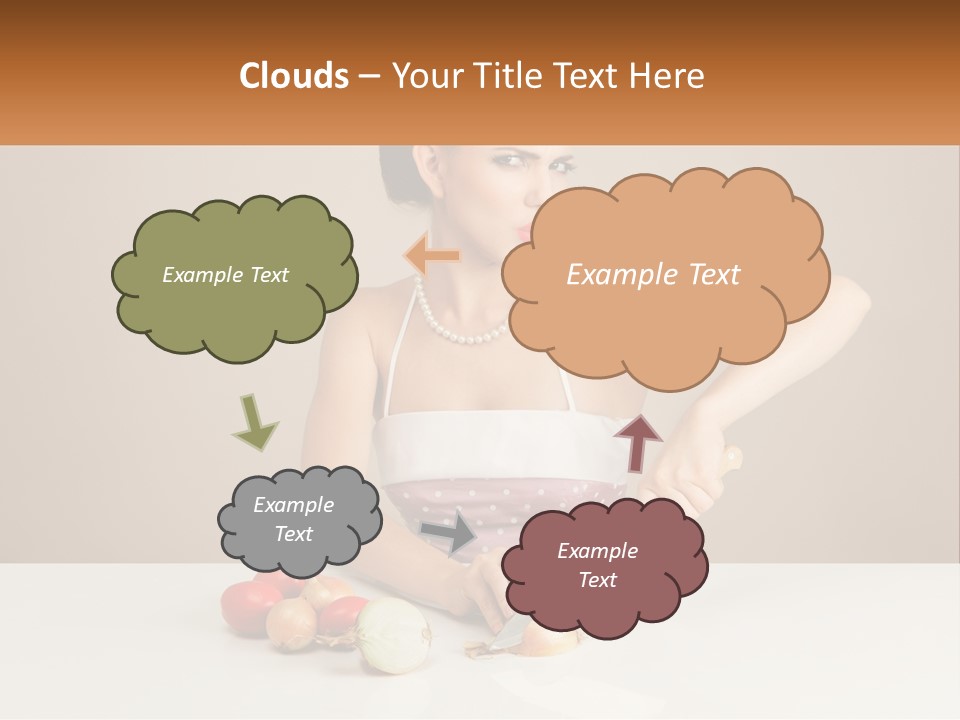 A Woman Cutting Vegetables With A Knife On A Table PowerPoint Template