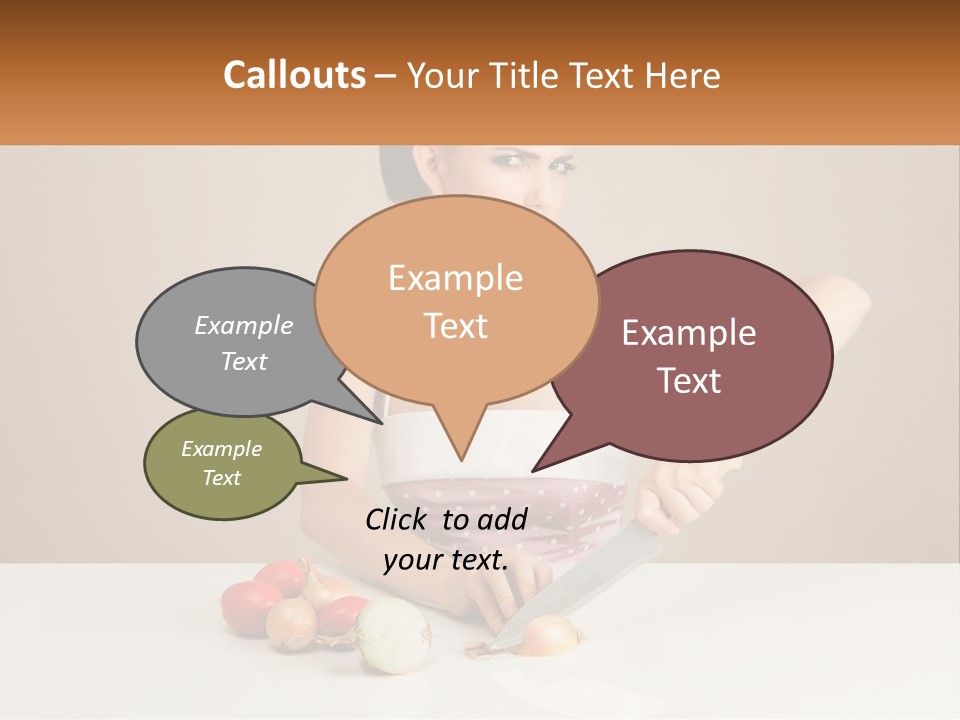 A Woman Cutting Vegetables With A Knife On A Table PowerPoint Template