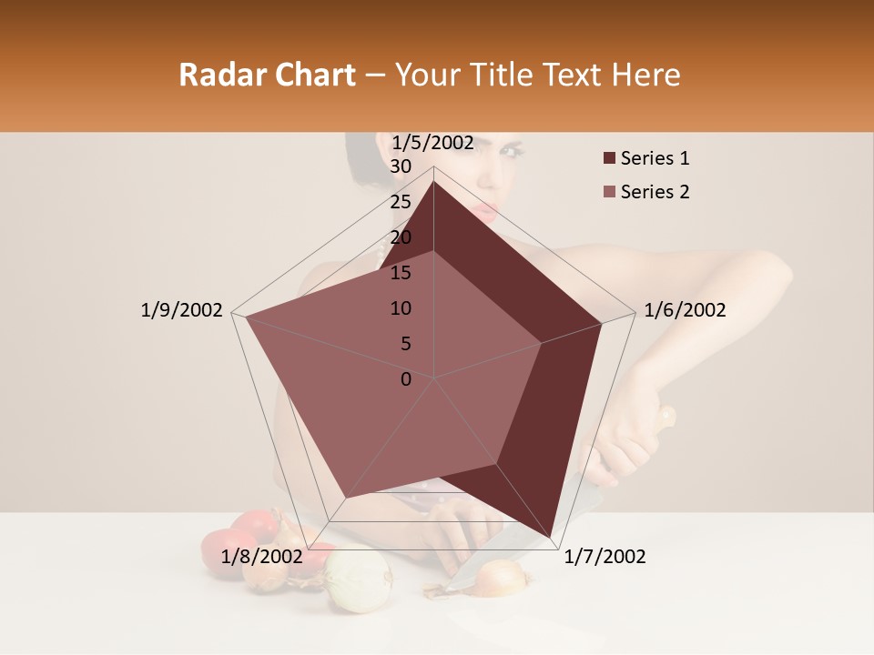 A Woman Cutting Vegetables With A Knife On A Table PowerPoint Template