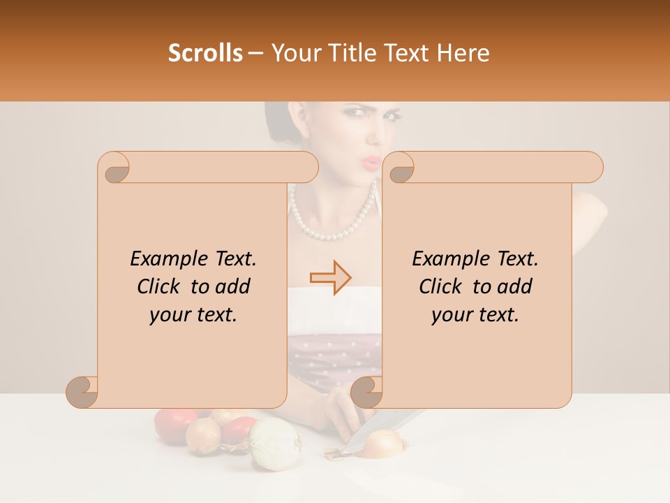 A Woman Cutting Vegetables With A Knife On A Table PowerPoint Template