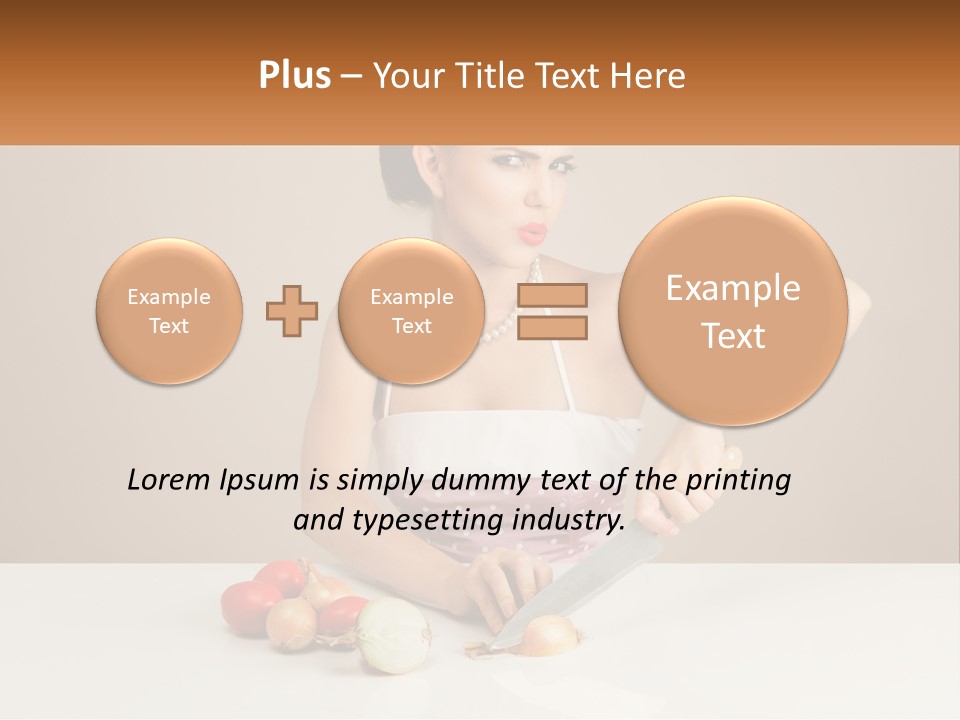 A Woman Cutting Vegetables With A Knife On A Table PowerPoint Template