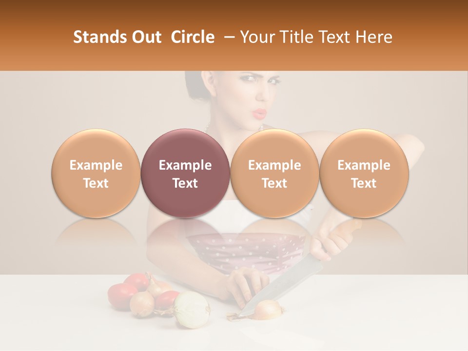 A Woman Cutting Vegetables With A Knife On A Table PowerPoint Template