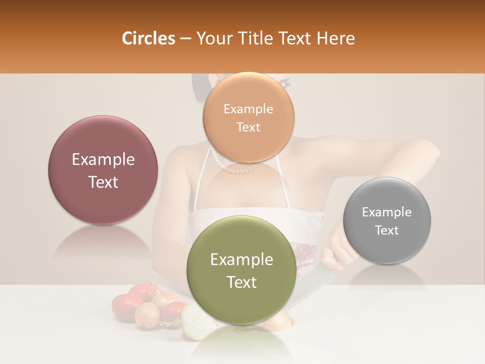 A Woman Cutting Vegetables With A Knife On A Table PowerPoint Template