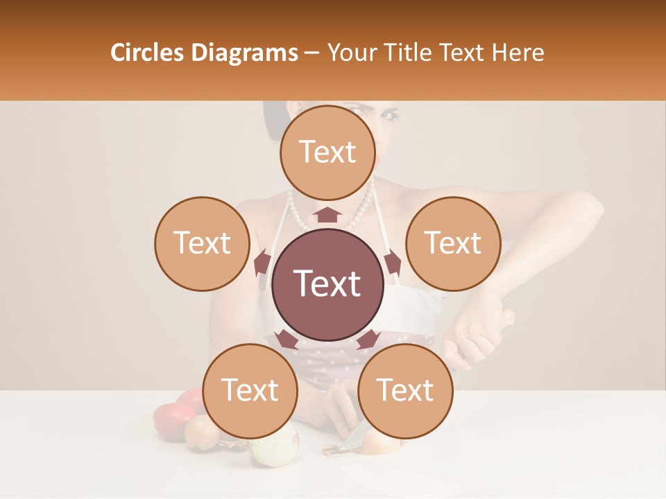 A Woman Cutting Vegetables With A Knife On A Table PowerPoint Template