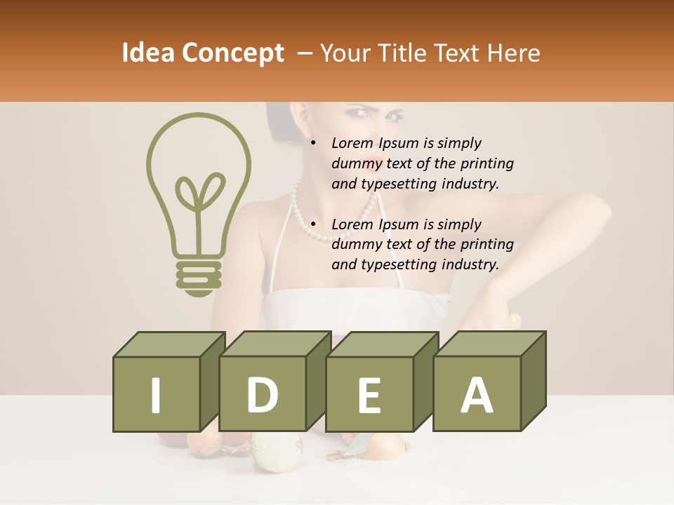 A Woman Cutting Vegetables With A Knife On A Table PowerPoint Template