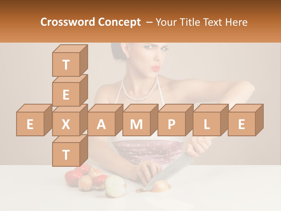 A Woman Cutting Vegetables With A Knife On A Table PowerPoint Template