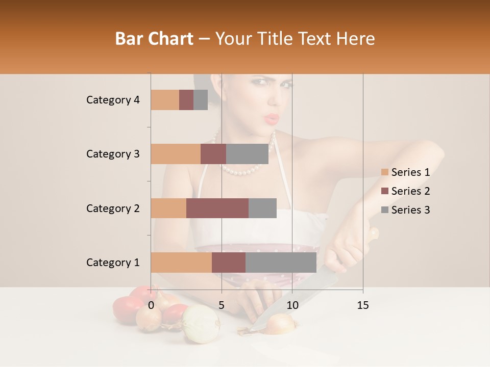 A Woman Cutting Vegetables With A Knife On A Table PowerPoint Template