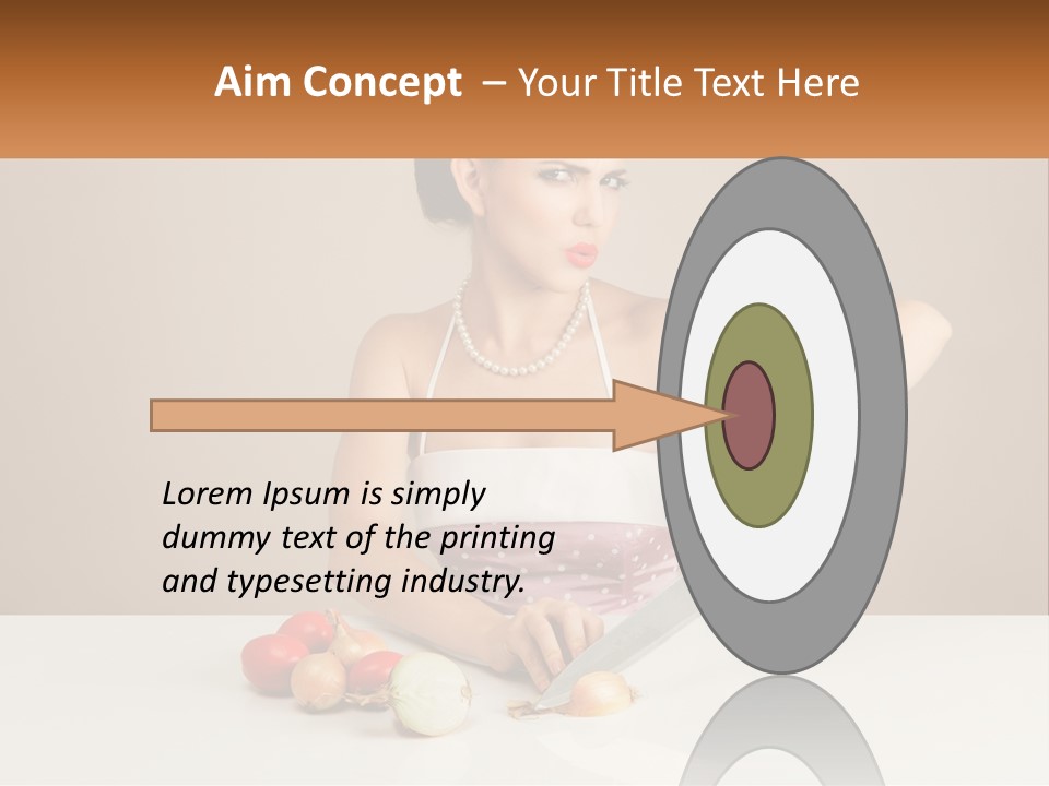 A Woman Cutting Vegetables With A Knife On A Table PowerPoint Template