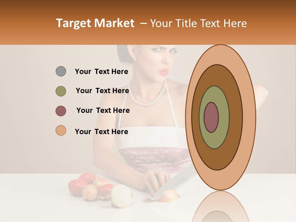 A Woman Cutting Vegetables With A Knife On A Table PowerPoint Template